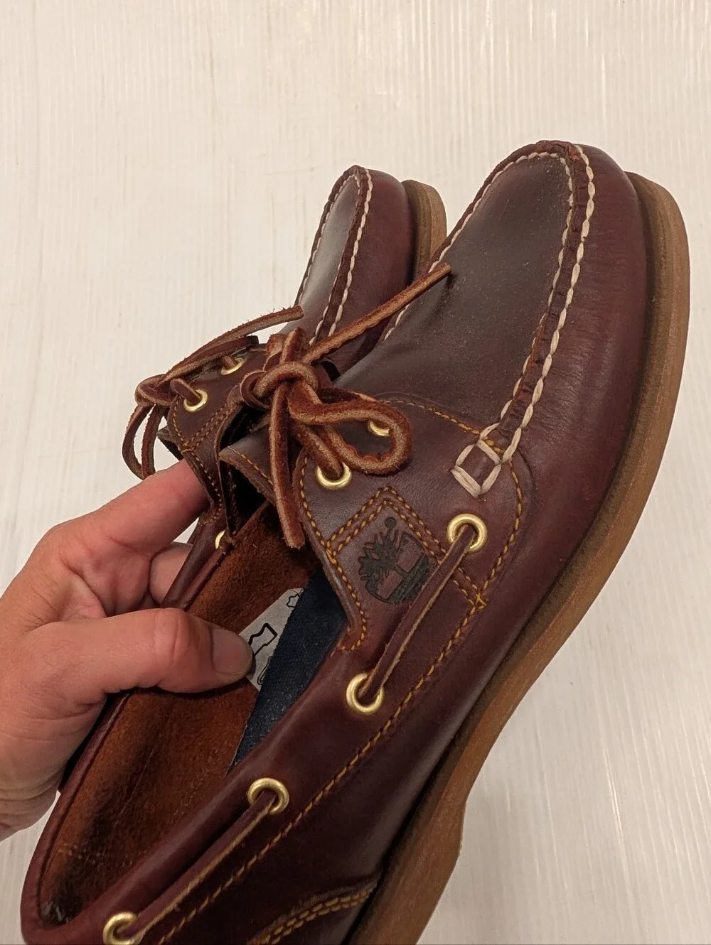 TIMBERLAND Men’s 2 Eye Brown Leather Boat Shoes Size 7.5